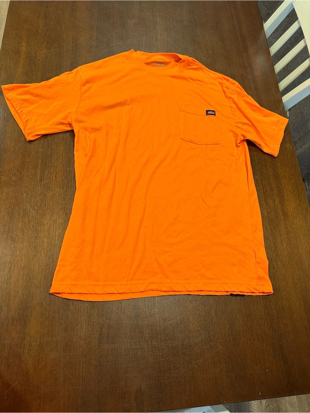 Dickies Men's L Orange Solid Crew Neck Short Sleeve Pocket Logo T-Shirt